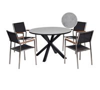 Garden Dining Set 4 Seater MALETTO/GROSSETO Metal Marble Effect Grey/ Black