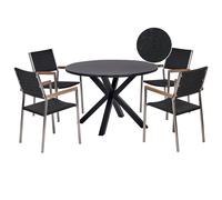 Garden Dining Set 4 Seater MALETTO/GROSSETO PE Rattan Black