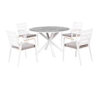 Garden Dining Set 4 Seater MALETTO/TAVIANO with Cushions Metal Marble Effect Grey