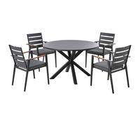 Beliani Garden Dining Set 4 Seater Maletto/taviano With Cushions Metal Black