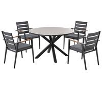 Beliani Garden Dining Set 4 Seater Maletto/taviano With Cushions Metal Grey/ Black