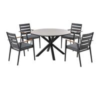 Beliani Garden Dining Set 4 Seater Maletto/taviano With Cushions Metal Grey/ Black