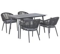 Beliani Garden Dining Set 4 Seater Mileto With Cushions Metal Grey