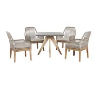 Garden Dining Set 4 Seater OLBIA Beige Concrete with Cushions