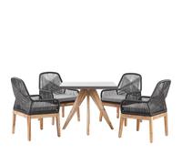 Garden Dining Set 4 Seater OLBIA Black Concrete with Cushions