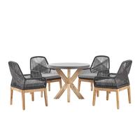 Garden Dining Set 4 Seater OLBIA with Cushions Concrete Black