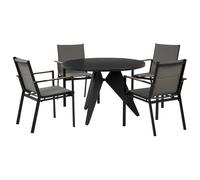 Garden Dining Set 4 Seater OLMETTO/BUSSETO Metal Black