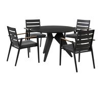 Beliani Garden Dining Set 4 Seater Olmetto/Taviano With Cushions Metal Black, Black