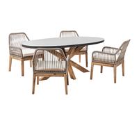 Garden Dining Set 4 Seater ORISTANO Beige Concrete with Cushions