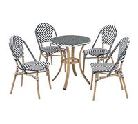 Beliani Garden Dining Set 4 Seater Rifreddo Black/ White Pe Rattan