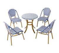 Beliani Garden Dining Set 4 Seater Rifreddo Blue Pe Rattan