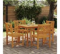 Garden Dining Set 4 Seater Solid Acacia Wood Brown 85cm Table Outdoor Patio Set