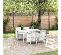 Garden Dining Set 4-Seater White Poly Rattan Matte Rectangular Table & 4 Chairs