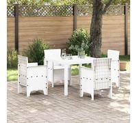 Garden Dining Set 4-Seater White Polypropylene 100x100x73cm Patio With Cushions
