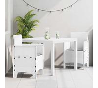Garden dining set 4seater White Polypropylene 100x100x73cm Outdoor Patio durable
