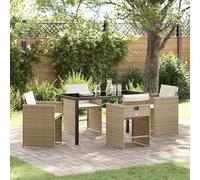 Garden Dining Set 5 Pcs Beige Poly Rattan