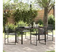 Garden Dining Set 5 pcs Black Powder-Coated Steel