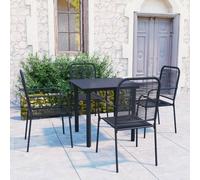 Garden Dining Set 5-piece Black Powder-Coated Steel & Cotton Rope 80x80x74cm New