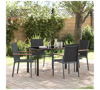 Garden Dining Set 5-piece Black Powder-Coated Steel Textilene Patio 140x70x73 cm