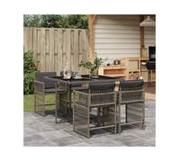 Garden Dining Set 5-piece Grey PE Rattan Table & 4 Foldable Chairs 110x106x73cm