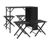 (grey) vidaXL Garden Dining Set 5 Piece Outdoor Foldable Table and Chair Poly Rattan
