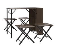 Garden Dining Set 5 Piece Outdoor Foldable Table and Chair Poly Rattan vidaXL