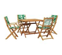 Garden Dining Set 5 Piece Outdoor Table and Chair Fabric and Solid Wood vidaXL