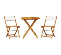 vidaXL 3 Piece Bistro Set Beige Fabric and Solid Wood - Cream, Cream