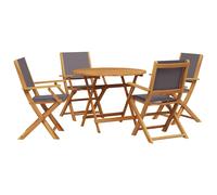 Garden Dining Set 5 Piece Outdoor Table and Chair Fabric and Solid Wood vidaXL