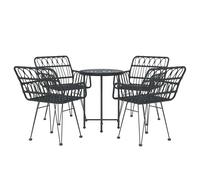 (brown) vidaXL Garden Dining Set 5 Piece Poly Rattan Dining Table Chair Black/Brown