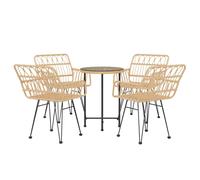 (brown) vidaXL Garden Dining Set 5 Piece Poly Rattan Dining Table Chair Black/Brown