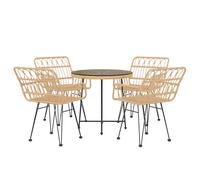 Garden Dining Set 5 Piece Poly Rattan Dining Table Chair Black/Brown vidaXL
