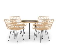Garden Dining Set 5 Piece Poly Rattan Dining Table Chair Black/Brown vidaXL