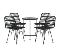 Garden Dining Set 5 Piece Poly Rattan Dining Table Chair Black/Brown vidaXL