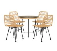 Garden Dining Set 5 Piece Poly Rattan Dining Table Chair Black/Brown vidaXL