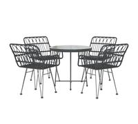 Garden Dining Set 5 Piece Poly Rattan Dining Table Chair Black/Brown vidaXL
