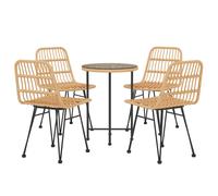 Garden Dining Set 5 Piece Poly Rattan Dining Table Chair Black/Brown vidaXL
