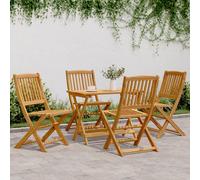 Garden Dining Set 5-piece Solid Acacia Wood Foldable Natural 90x52.5x65cm Table