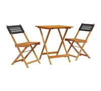Garden Dining Set 5 Piece Table and Chair Poly Rattan and Solid Wood vidaXL