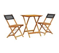 Garden Dining Set 5 Piece Table and Chair Poly Rattan and Solid Wood vidaXL