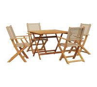 Garden Dining Set 5 Piece Table and Chair Poly Rattan and Solid Wood vidaXL