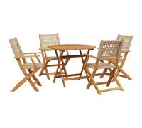 Garden Dining Set 5 Piece Table and Chair Poly Rattan and Solid Wood vidaXL