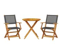 Garden Dining Set 5 Piece Table and Chair Poly Rattan and Solid Wood vidaXL