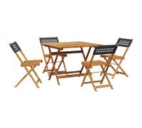 Garden Dining Set 5 Piece Table and Chair Poly Rattan and Solid Wood vidaXL