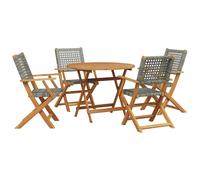 Garden Dining Set 5 Piece Table and Chair Poly Rattan and Solid Wood vidaXL