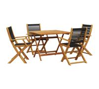 Garden Dining Set 5 Piece Table and Chair Polypropylene and Solid Wood vidaXL