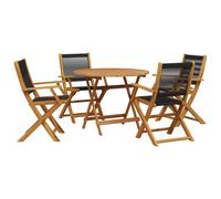 vidaXL Garden Dining Set 5 Piece Chairs Beige Polypropylene and Solid Wood