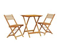vidaXL Bistro Set 3 Piece Outdoor Bar Set Beige Polypropylene and Solid Wood