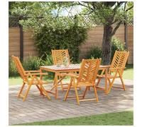 Garden Dining Set 5-Seater Brown Solid Acacia Wood 150x90x74cm Oiled Patio Fin.