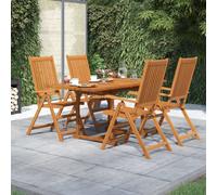 Garden dining set 5pc Acacia solid wood brown extendable 120-170x80x75cm 4pcs EU